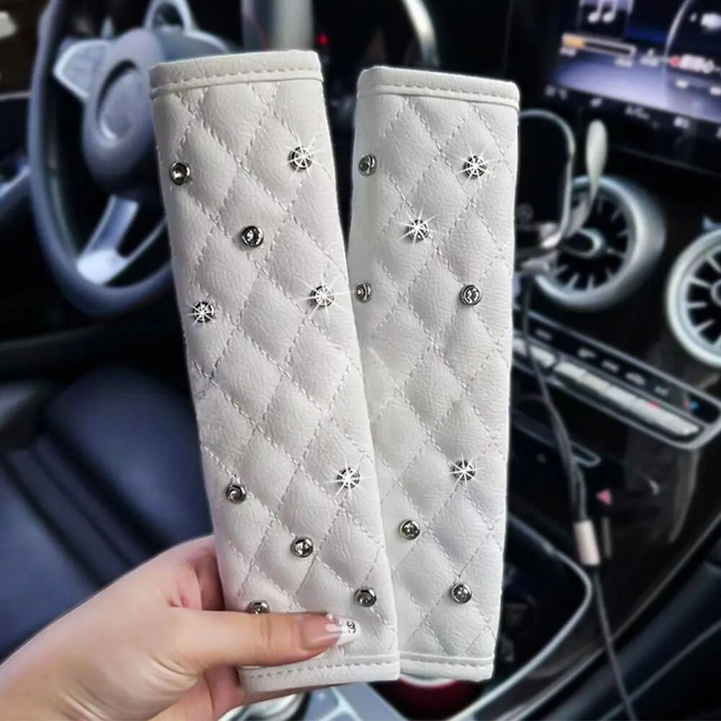 Plecu aizsargs automašīnas drošības jostas pārvalks Universāls spīdīgs dimanta plecu aizsargs, regulējams automašīnas drošības jostas plecu polsteris bērniem