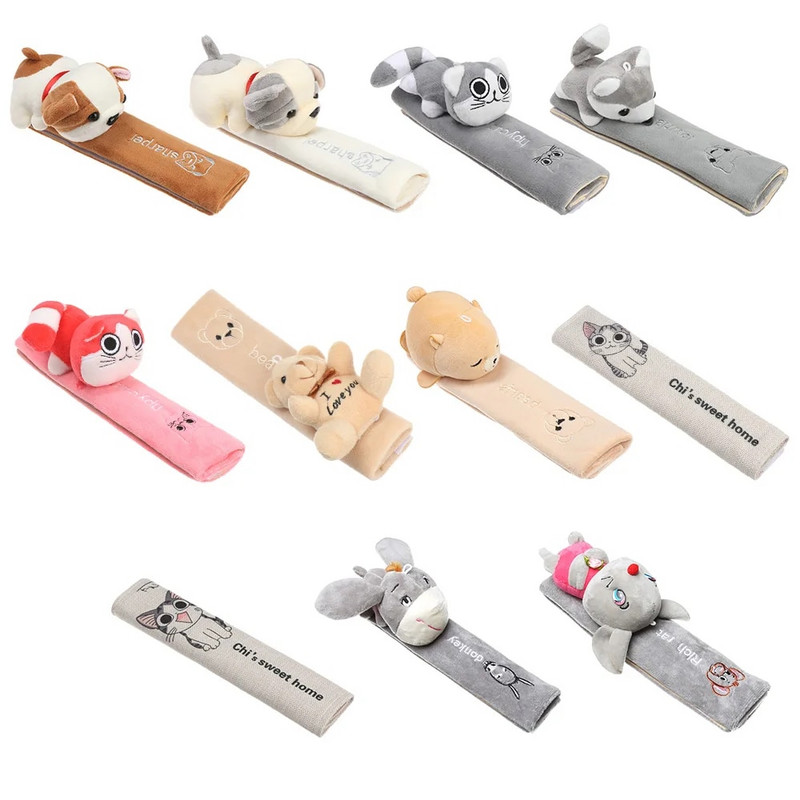 Karikatūra flaneļa automašīnas drošības jostas plecu polsteris Trīsdimensiju plecu siksnas aizsargs Drošības jostas aizsargs Auto salona aksesuāri