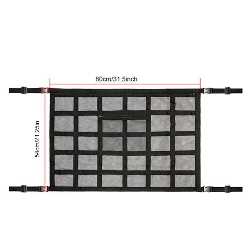 Automašīnas griestu kravas tīkla jaunināšanas kabata, kas stiprina slodzi nesošo noslīdēšanu, divslāņu sieta jumta glabāšanas organizators vieglajai kravas automašīnai
