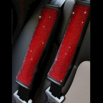 2GAB Spīdīgs drošības jostas aizsargs automašīnas sēdekļa plecu siksnas, kas mirgo ar Rhinestone interjera modifikācijām, modes rotājumiem