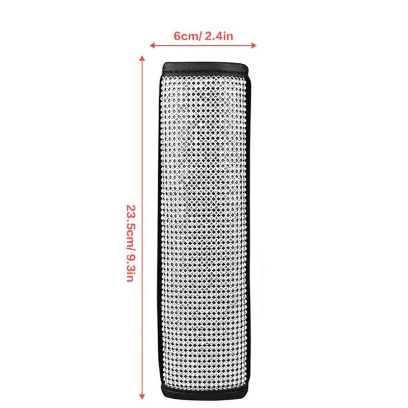 2GAB Spīdīgs drošības jostas aizsargs automašīnas sēdekļa plecu siksnas, kas mirgo ar Rhinestone interjera modifikācijām, modes rotājumiem