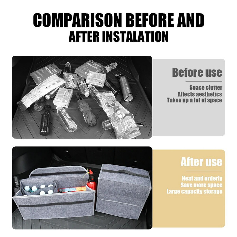 Πορτμπαγκάζ αυτοκινήτου Κουτί αποθήκευσης μεγάλης χωρητικότητας Αναδιπλούμενο τσόχινο κουτί αποθήκευσης εργαλείων πολλαπλών τσέπης για BMW Performance E46 E90 E60 E39 E36 E87 E70
