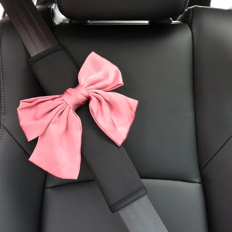 1gab Big Bowknot Universāls Automašīnas Drošības Drošības Jostu Pārvalks Elpojošs Ledus Zīda Plecu spilventiņu Veidošana Drošības Jostas Aizsargauto Autopiederums