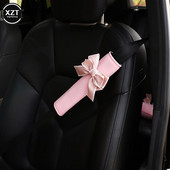 Drošības jostu pārsegi Auto plecu polsteris Drošības jostas auto aksesuāri pieaugušajiem jauniešiem bērniem salons rozā princese priekšgala dekors
