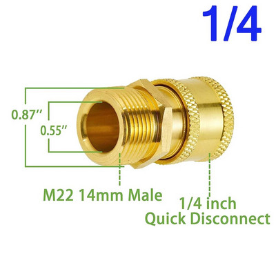 Survepesuri liitmikud M22-14 mm adapter 3/8 1/4 tarvikute kiirühenduskomplekt veepüstoli isane pihusti tarviku vooliku pistik