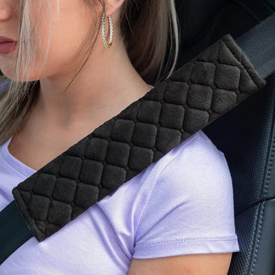 Universāls automašīnas drošības jostas pārsegs Regulējams plīša automašīnas drošības jostas pārvalks plecu paliktnis bērniem pieaugušajiem Auto salona piederumi