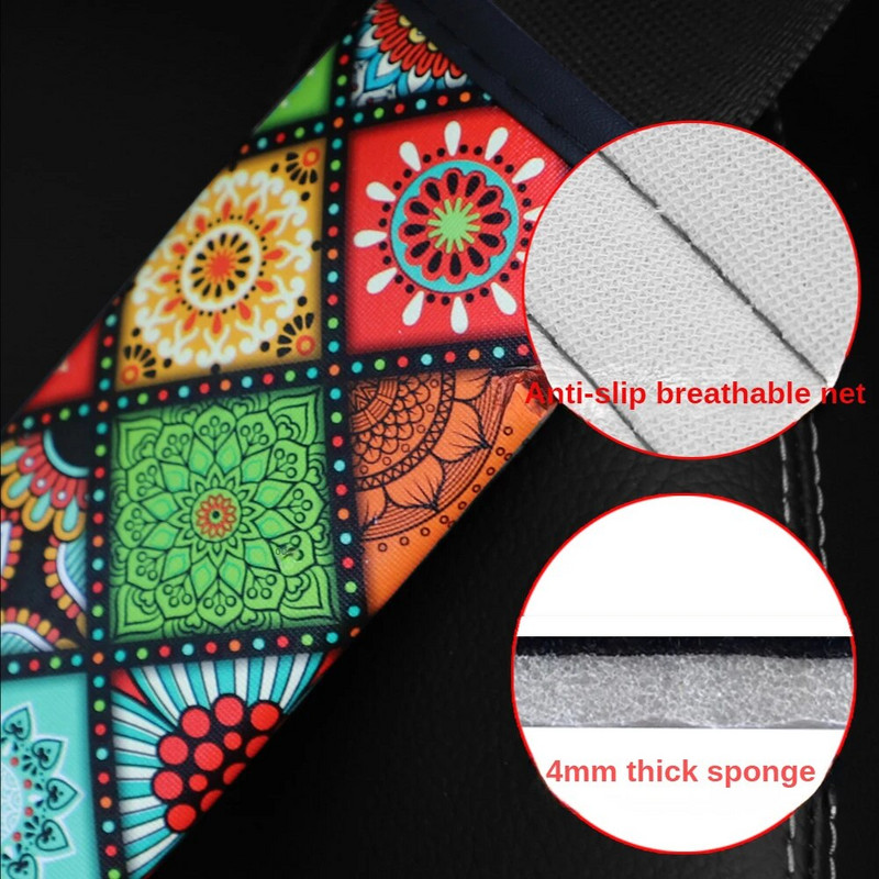 Automašīnas drošības jostas plecu aizsargi, uzlikas Aizsargpiedurknes Bohēmijas stila apdrošināšanas jostas plecu aizsargi Auto aksesuāri