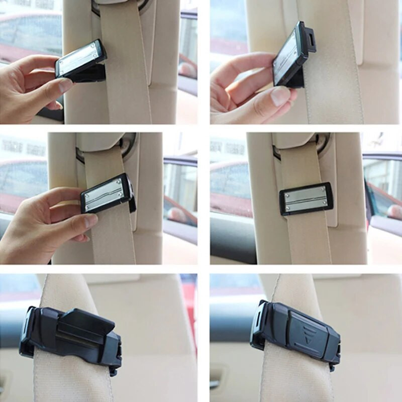 2 gab. Regulējamas automašīnas drošības drošības jostas, turētājs aizbāznis, sprādzes skava, pārnēsājama transportlīdzekļa drošības jostas skava Auto salona piederumi