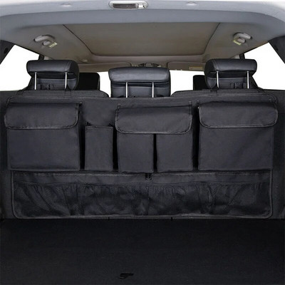 Universal Car Rear Seat Hanging Storage Bag Auto Waterproof Storage High Capacity Pocket Shape Seat Back Organizers Trunk Black