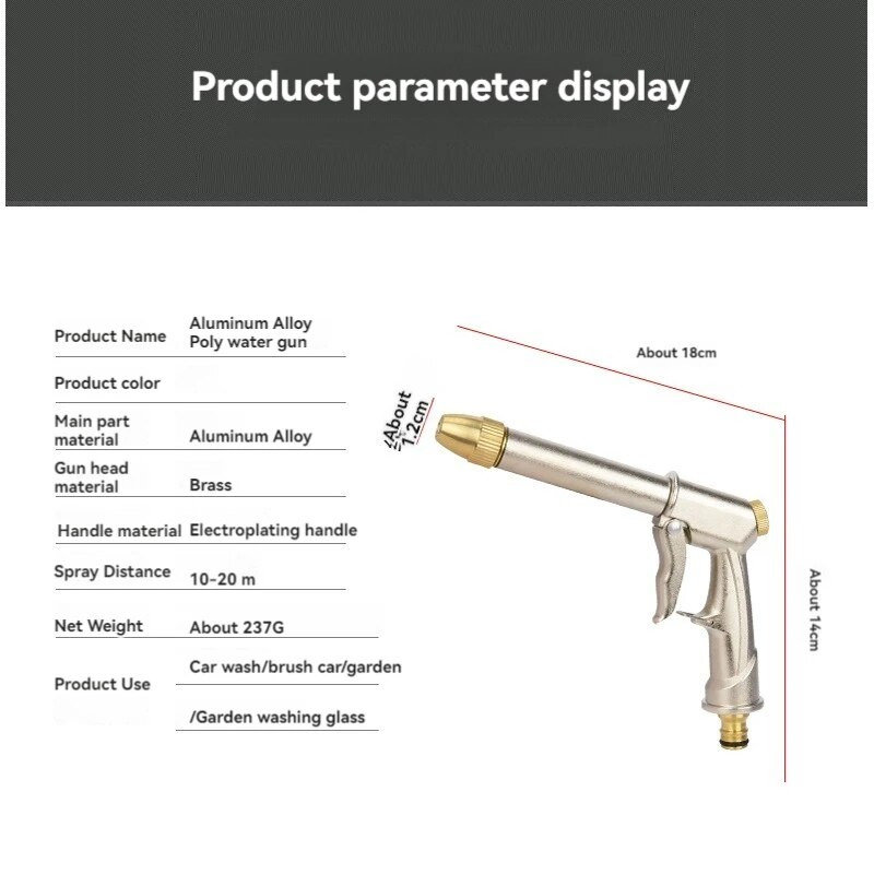 Pārrobežu augstspiediena automazgātavas ūdens pistole, daudzfunkcionāla mājsaimniecības pagalma mazgāšanas vara pistoles galva