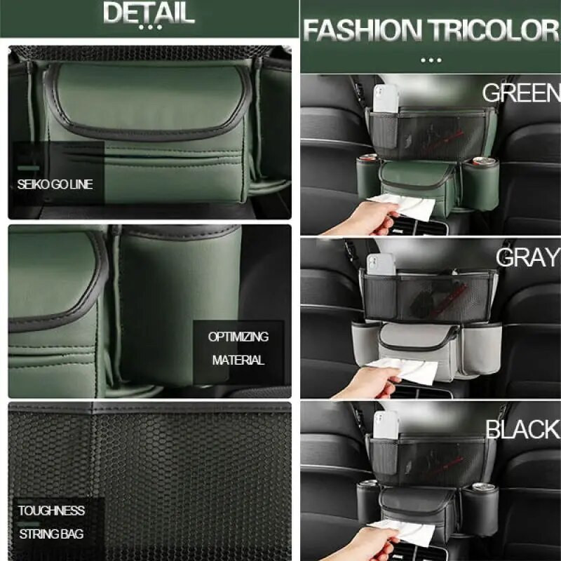 Τσάντα αποθήκευσης Pu μεγάλης χωρητικότητας αυτοκινήτου Μπροστινό κάθισμα αυτοκινήτου μεσαία τσάντα αποθήκευσης Αυτόματη κεντρική κονσόλα Οργανωτής χαρτιού αποθήκευσης Tyding