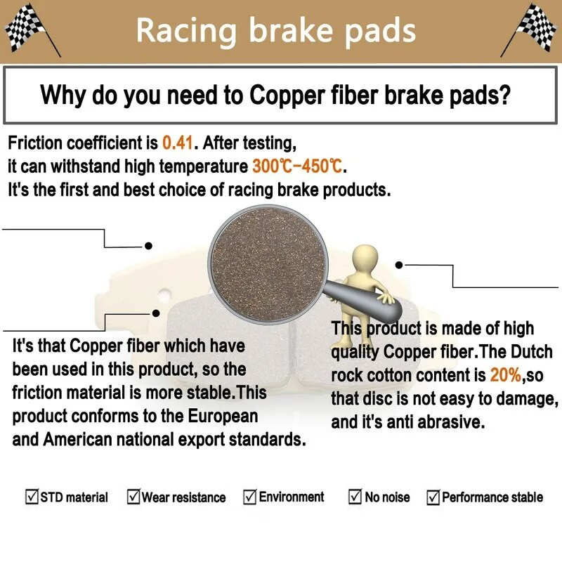 Motocikla priekšējie aizmugurējie bremžu kluči priekš Kayo T2 K2 2019-2023
