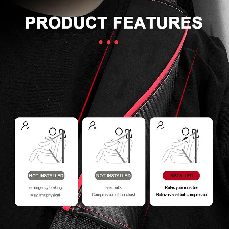 SEAMETAL automašīnas drošības jostas plecu pārklāji zamšādas oglekļa šķiedras auto drošības jostas plecu polstera aizsargs automašīnas plecu spilvena aksesuārs