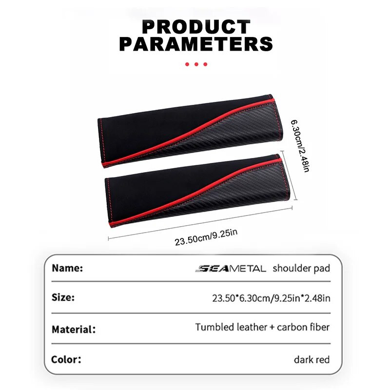 SEAMETAL automašīnas drošības jostas plecu pārklāji zamšādas oglekļa šķiedras auto drošības jostas plecu polstera aizsargs automašīnas plecu spilvena aksesuārs