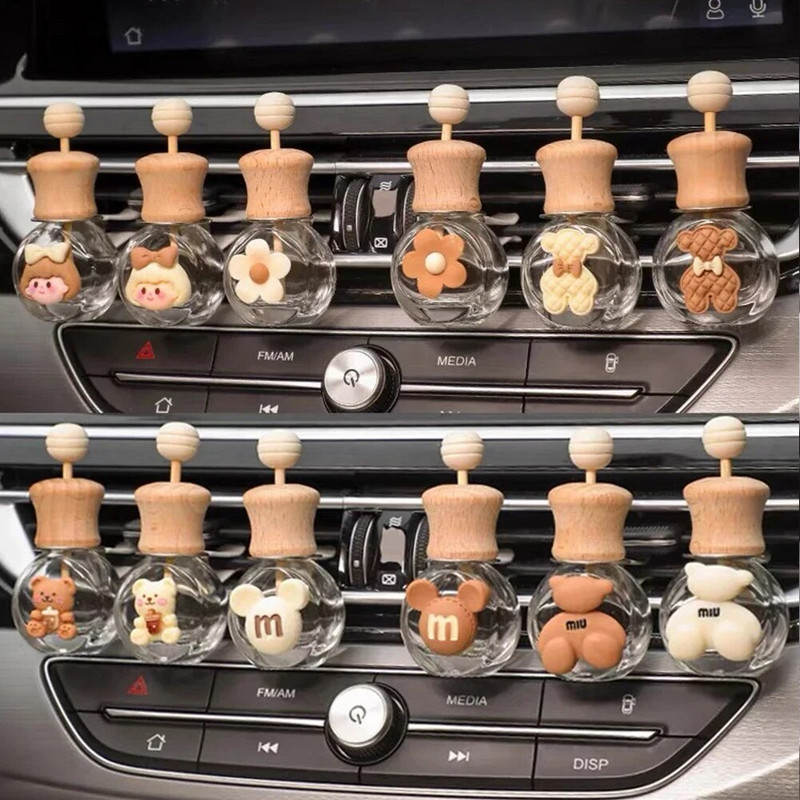 Automašīnas aromāts tukša stikla pudele jauks automašīnas gaisa atsvaidzinātāja pudele smaržu klipsis gaisa ventilācijas atvere aromterapijas ēterisko eļļu difuzors