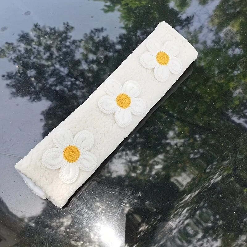 2gab Sherpa Velvet Plecu aizsargs Mazs Zieds Automašīnas Salona Aksesuāri Sieviešu plīša karikatūra Radošs drošības jostas pārvalks