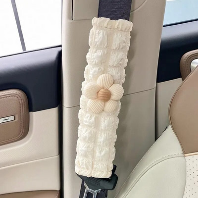LULECI Auto drošības jostas plecu pārsegs Girl Delicacy Cute Puff Sunflower Plecu pārsegs Automašīnu apdares piederumi Auto piederumi