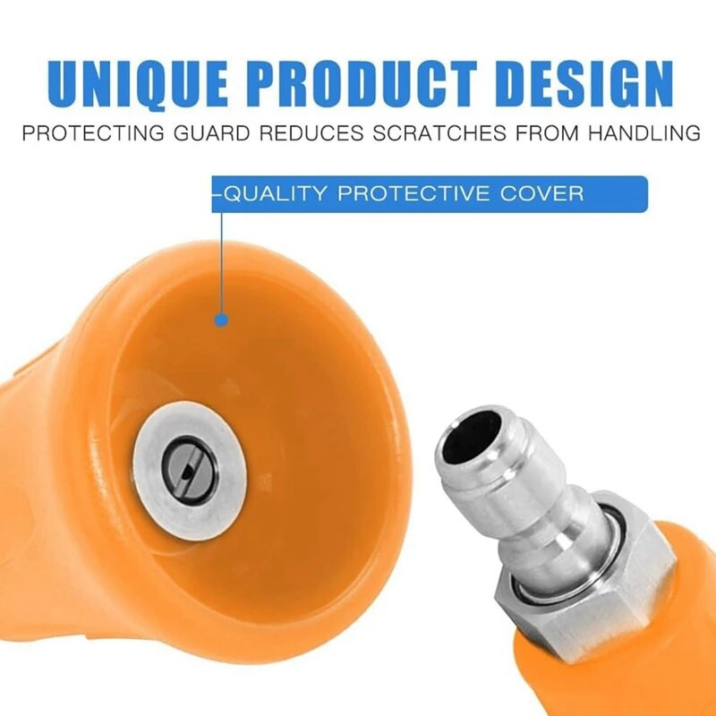 1 Σετ ακροφύσια ηλεκτρικού πλυσίματος με θήκη προστασίας 5 άκρες πλύσης πίεσης 1/4 ίντσες, προστατευτικό ακροφύσιο πλύσης πίεσης Orifice 4.0