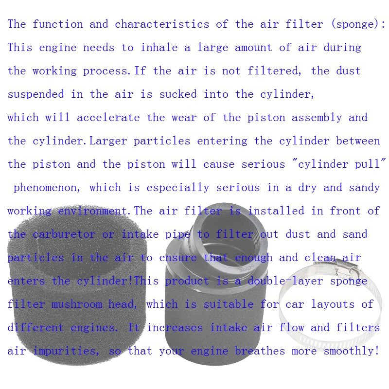 Σύστημα φίλτρου αέρα υψηλής ροής Καθαριστικό σφουγγάρι με σφιγκτήρα 110cc 125cc 150cc 250cc Pit Bike Pitbike Moped Dirt Pit Bike Scooter