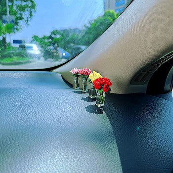 1 ΤΕΜ. Χαριτωμένη διακόσμηση εσωτερικού αυτοκινήτου Μίνι τριαντάφυλλο βάζο ηλίανθου Αυτόματη κεντρική κονσόλα Διακοσμητικά στολίδια για δώρα αυτοκινήτου Αξεσουάρ