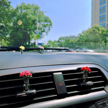 1 ΤΕΜ. Χαριτωμένη διακόσμηση εσωτερικού αυτοκινήτου Μίνι τριαντάφυλλο βάζο ηλίανθου Αυτόματη κεντρική κονσόλα Διακοσμητικά στολίδια για δώρα αυτοκινήτου Αξεσουάρ