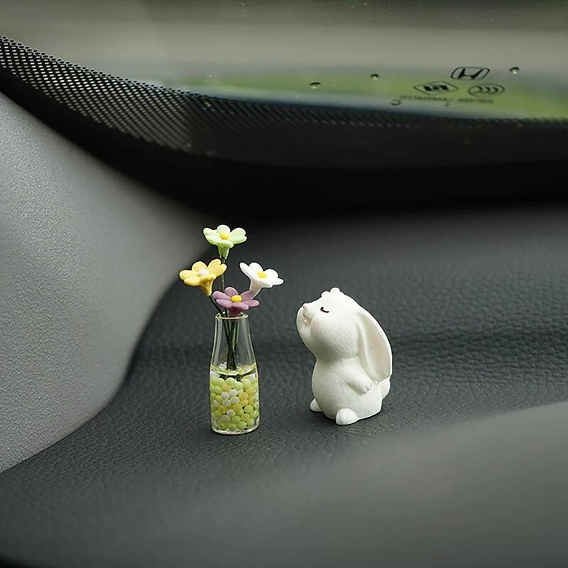 1PC Cute Auto Interjera Apdares Mini Roze Saulespuķu Vāze Auto Centra konsoles Dekorācijas Rotājumi Auto Dāvanām Piederumi