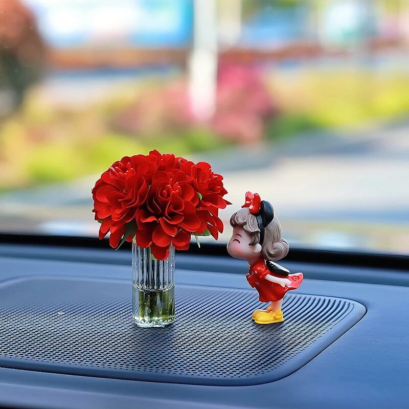 Jauki ziedu smarža Pāra automašīnu salona apdares rotājumi Auto centra konsoles apdares sīkrīki sievietēm Automašīnu aksesuāri