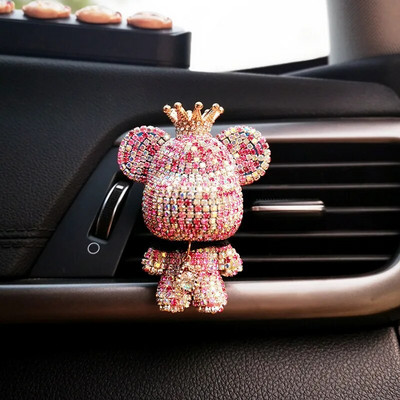 Creative Crown Diamond Cute Bear Car Air Outlet Ароматерапия Траен лек аромат Автомобилен интериор Кондиционер