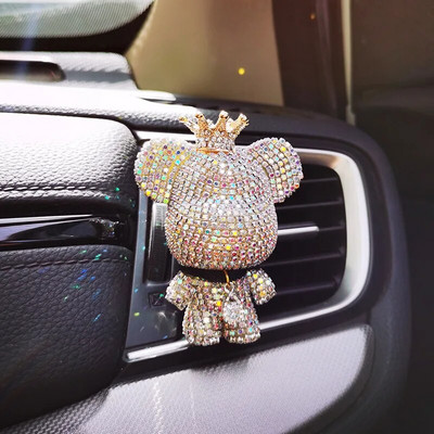 Creative Crown Diamond Cute Bear Auto õhu väljalaskeava Aroomiteraapia Püsivalt Kerge Lõhnaga Auto salongi Õhu konditsioneerimine