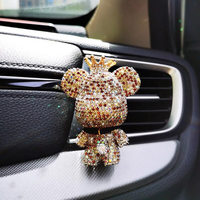 Creative Crown Diamond Cute Bear Auto õhu väljalaskeava Aroomiteraapia Püsivalt Kerge Lõhnaga Auto salongi Õhu konditsioneerimine