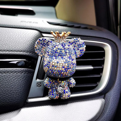 Creative Crown Diamond Cute Bear Auto õhu väljalaskeava Aroomiteraapia Püsivalt Kerge Lõhnaga Auto salongi Õhu konditsioneerimine
