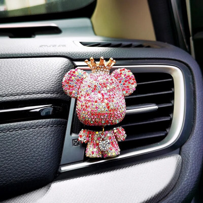 Creative Crown Diamond Cute Bear Auto õhu väljalaskeava Aroomiteraapia Püsivalt Kerge Lõhnaga Auto salongi Õhu konditsioneerimine