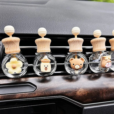 Karikatūra Auto Gaisa izvads Smaržu Pudele Automašīnas Aromterapijas Pudele Koka Jauka Ēteriskās Eļļu Pudele Automašīnai Jauki Dekorācijas Aksesuāri