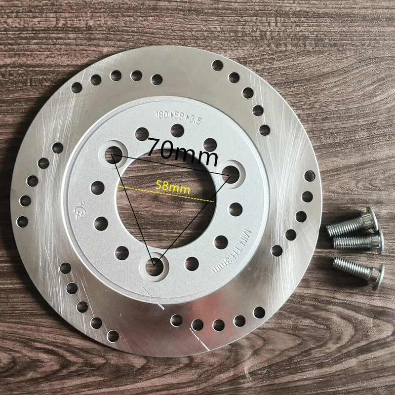 Universāls nerūsējošā tērauda motociklu skrejriteņu bremžu disks 180 mm * 58 mm * 70 mm E-motocikla rotora bremžu disks priekš N1, N1S
