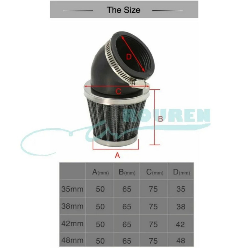 35mm 38mm 40mm 42mm 50mm painutatud nurgaga õhufiltri puhasti HONDA CRF SSR TAOTAO Yamaha Pit Dirt Bike ATV 50/70/90/110/125CC jaoks