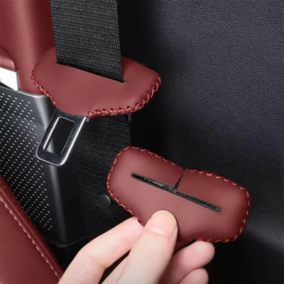 Luxurious Seat Belt Buckle Holder Cover,Pure Hand Sewing,Artificial Fiber Leather Seat Belt Silencer Leather Sheath