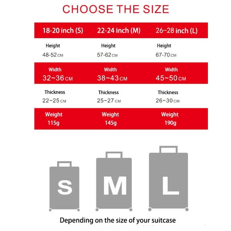 Putekļu necaurlaidīgi 18-28 collu bagāžas pārsegi Pretskrāpējumiem Neausti bagāžas čemodāns Stretch auduma bagāžas aizsargs Ceļojumu piederumi
