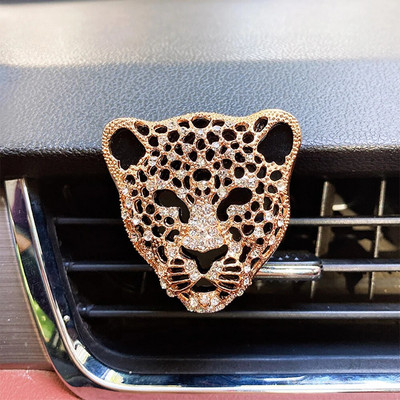 Automašīnas gaisa ventilācijas atveres smaržu piekariņi kristāla leoparda aromterapijas ēterisko eļļu difuzors modes auto apdares piekariņi Rhinestone