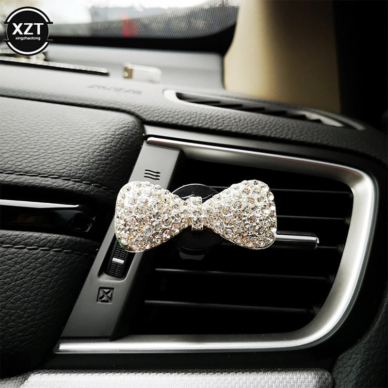 Γυαλιστερό κλιπ αρώματος αεραγωγού αυτοκινήτου με φιόγκο Δημιουργικό στολισμός αυτοκινήτου γάμου σε σχήμα φιόγκου Κλιπ εξαερισμού αυτοκινήτου αρωματοθεραπείας