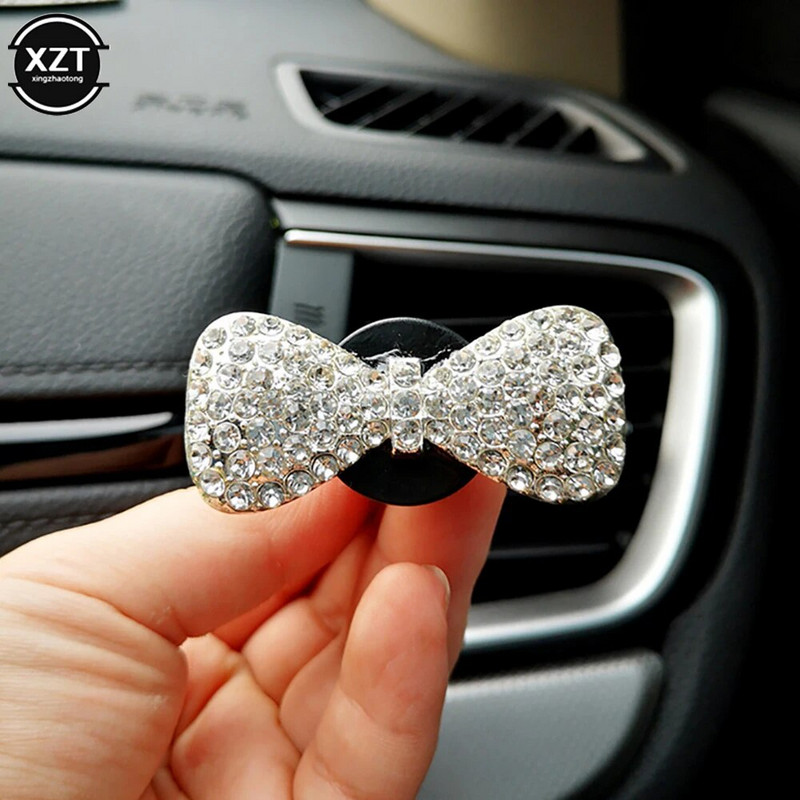 Γυαλιστερό κλιπ αρώματος αεραγωγού αυτοκινήτου με φιόγκο Δημιουργικό στολισμός αυτοκινήτου γάμου σε σχήμα φιόγκου Κλιπ εξαερισμού αυτοκινήτου αρωματοθεραπείας