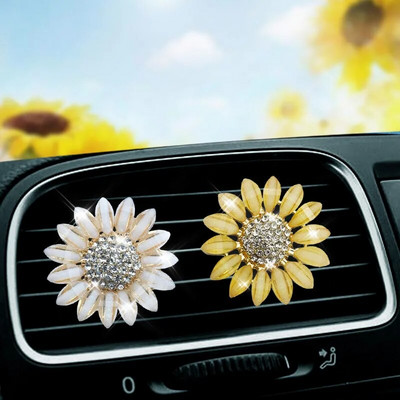 Dimanta saulespuķu saspraudes Smaržas Automašīnas gaisa izvads Aromterapijas klipsis Smaržu klipsis Gaisa atsvaidzinātāja klipsis Auto salona piederumi