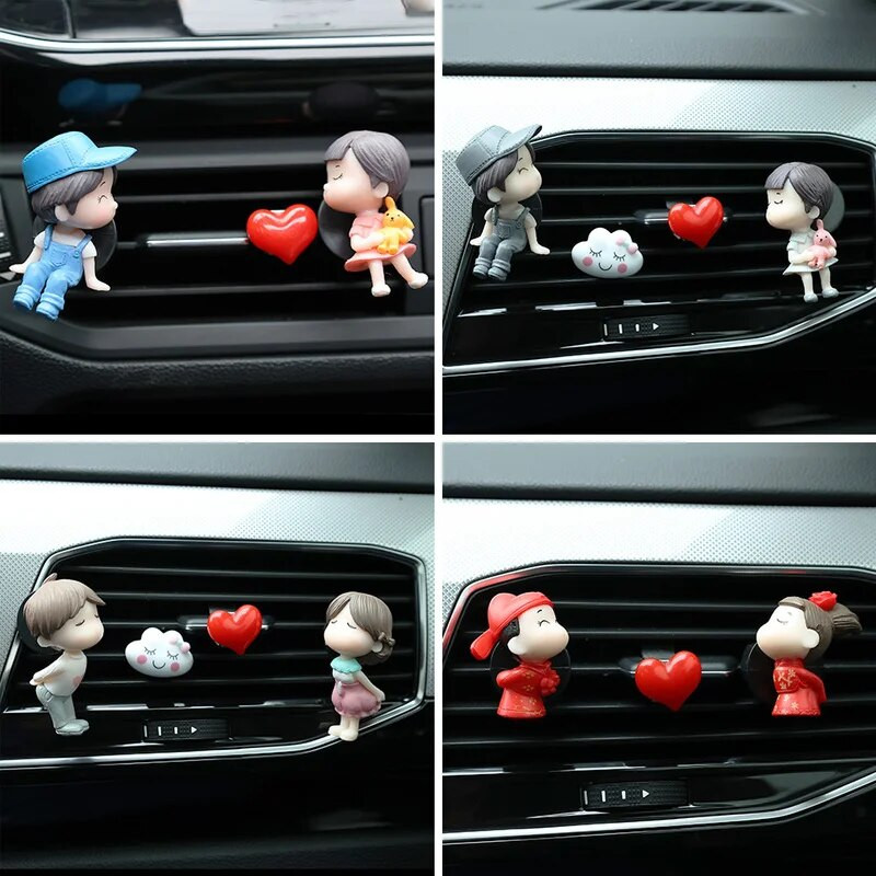 Karikatūra Pāri Automašīnu smaržu klipsis Jauki zēns Meitene Mīļotāji Gaisa izvads Aromterapijas klipi Auto salona apdares aksesuāri