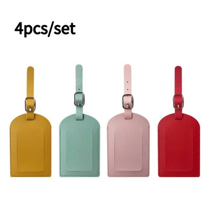 4/2/1Gb PU ādas apvelkams bagāžas birkas gaisma, mīksta vienkrāsaina lidmašīnas bagāžas zīme iekāpšanas karte Čemodāna birka Ceļojumu piederumi