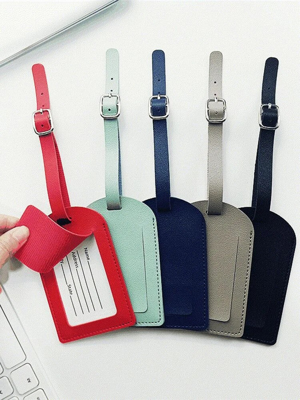 4/2/1Gb PU ādas apvelkams bagāžas birkas gaisma, mīksta vienkrāsaina lidmašīnas bagāžas zīme iekāpšanas karte Čemodāna birka Ceļojumu piederumi