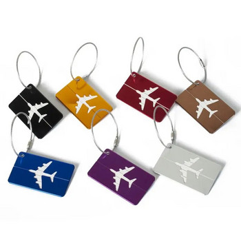 1PCS Дамски прости метални етикети за багаж Мъжки куфар Детификатор Име Етикет Етикет Празничен самолет Аксесоари за пътуване Алуминиева сплав