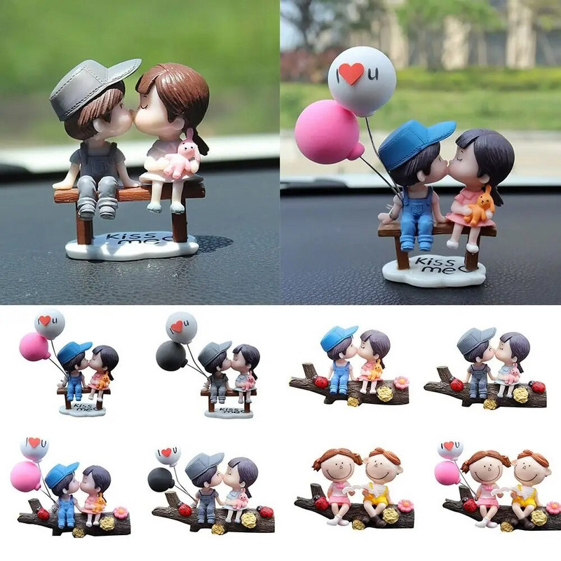 Διακόσμηση αυτοκινήτου Cartoon Cute Couples Action Figure Figurines Στολίδι με μπαλόνι Αξεσουάρ ταμπλό αυτοκινήτου εσωτερικού χώρου για δώρα για κορίτσια