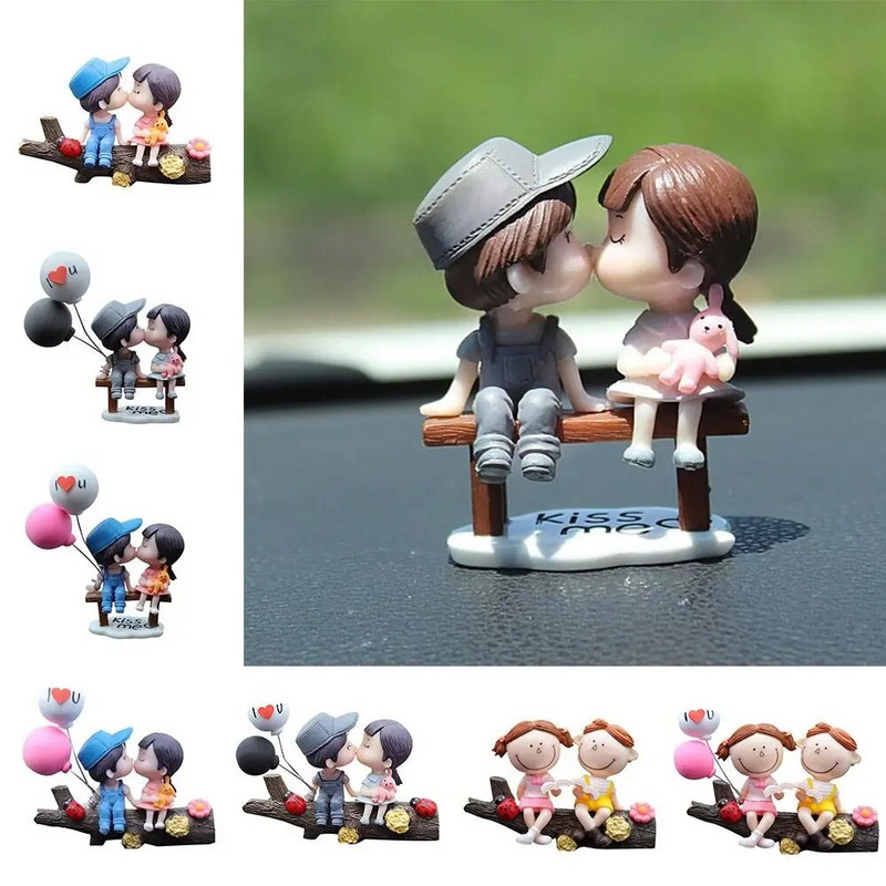 Διακόσμηση αυτοκινήτου Cartoon Cute Couples Action Figure Figurines Στολίδι με μπαλόνι Αξεσουάρ ταμπλό αυτοκινήτου εσωτερικού χώρου για δώρα για κορίτσια