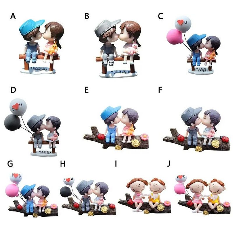Διακόσμηση αυτοκινήτου Cartoon Cute Couples Action Figure Figurines Στολίδι με μπαλόνι Αξεσουάρ ταμπλό αυτοκινήτου εσωτερικού χώρου για δώρα για κορίτσια