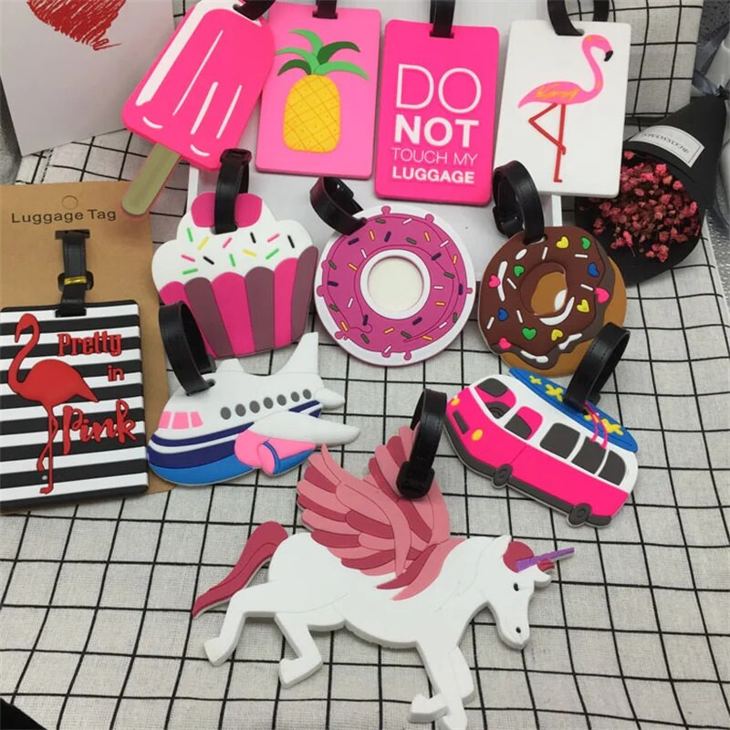 Reisitarvikud Loominguline pagasi silt Loomade joonisfilm PVC silikageelist kohver ID aadressid hoidja pagasi pardale kaasaskantav silt