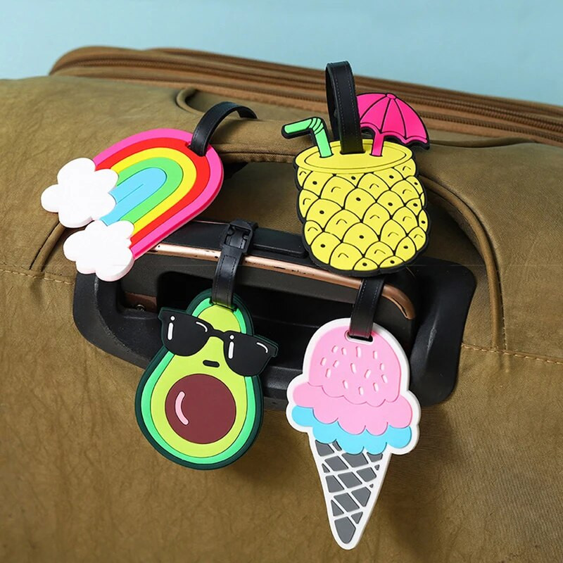 Ceļojumu piederumi Radošie bagāžas iekāpšanas birkas Bagāžas birkas Karikatūra Autobuss Lidmašīnas čemodāns ID Adrese Turētājs Pārnēsājama etiķete